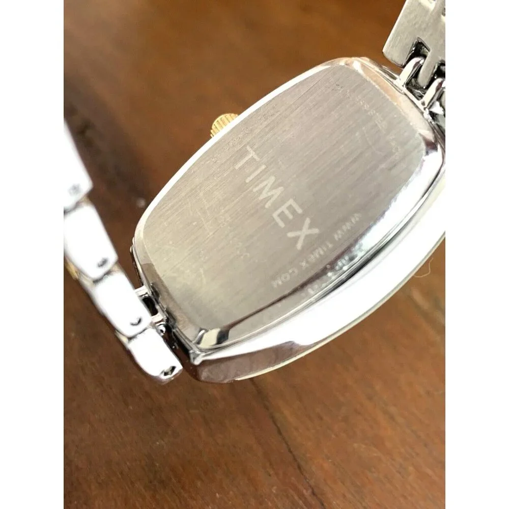 Timex Women's Watch TW2T50200 Quartz Silver Dial Rectangle Two Tone Steel 21mm